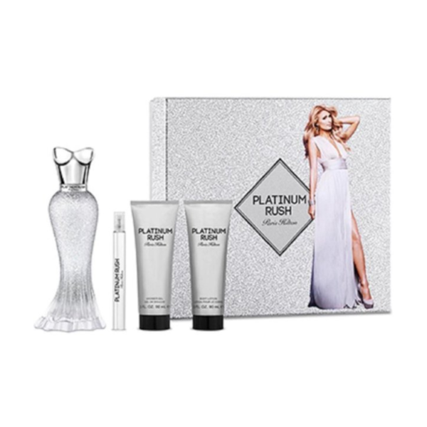 SET PARIS HILTON PLATINIUM RUSH WOMEN 4 PC SET 3.4 OZ. EDP / 3.0 OZ. BL / 3.0 OZ. SG / 10 ML EDP